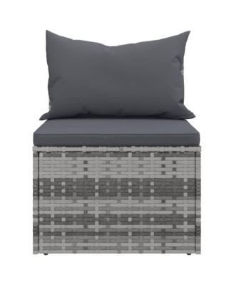 Garden Middle Sofa Grey PE rattan, powder-coated steel Medium