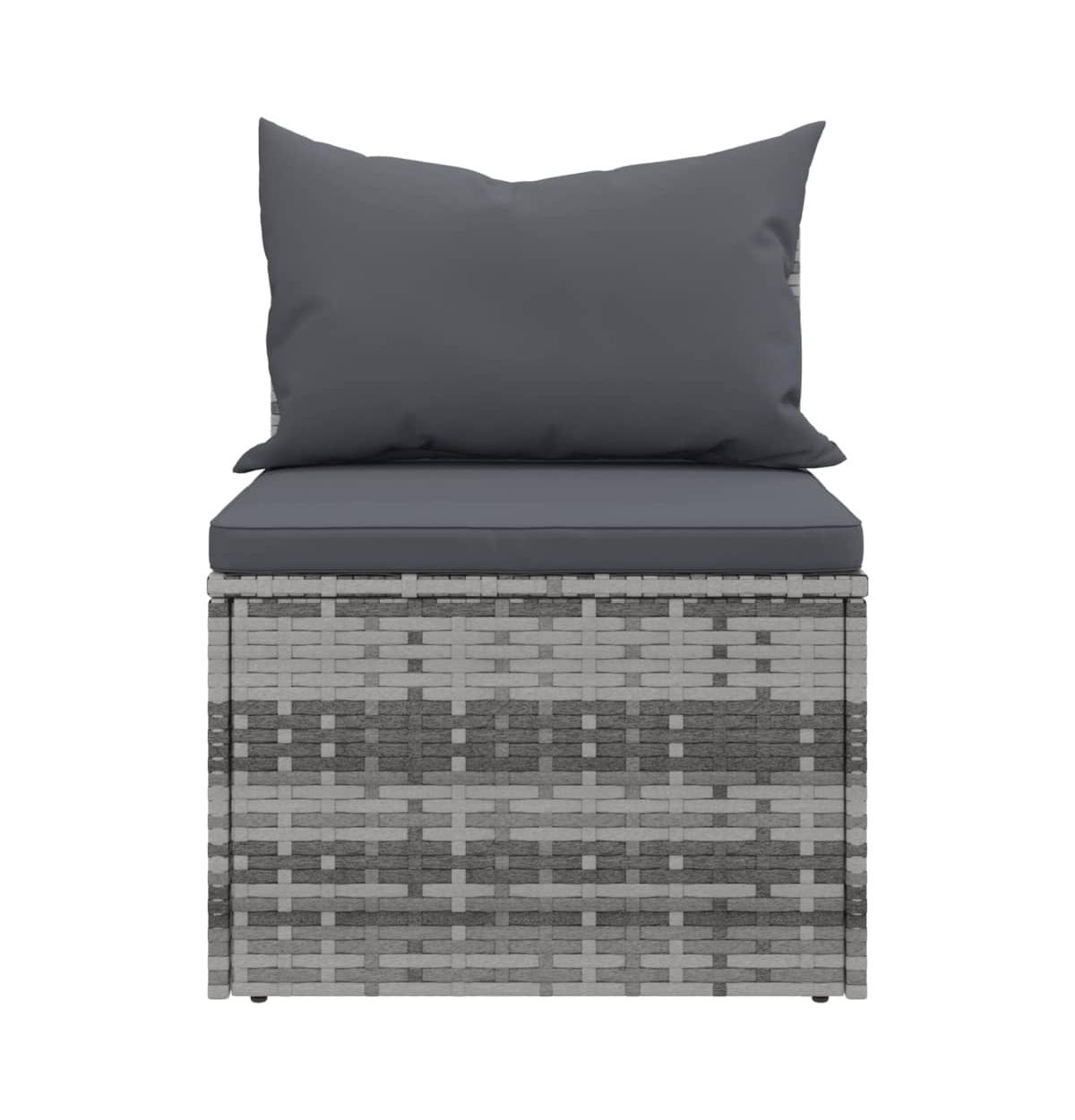 Garden Middle Sofa Grey Pe rattan, powder-coated steel Medium