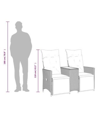 Reclining Garden Sofa Black, Cream White