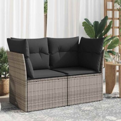 Garden Sofa Grey PE rattan, powder-coated steel 2-seater