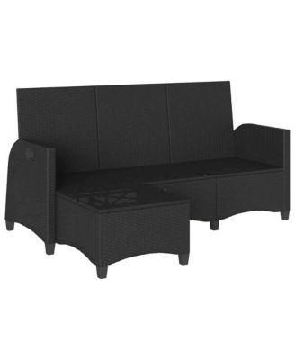 Reclining Garden Sofa Black PE Rattan