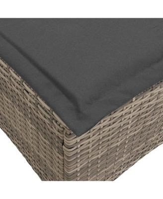 Reclining Garden Sofa Grey PE Rattan, Powder-Coated Steel 3-Seater