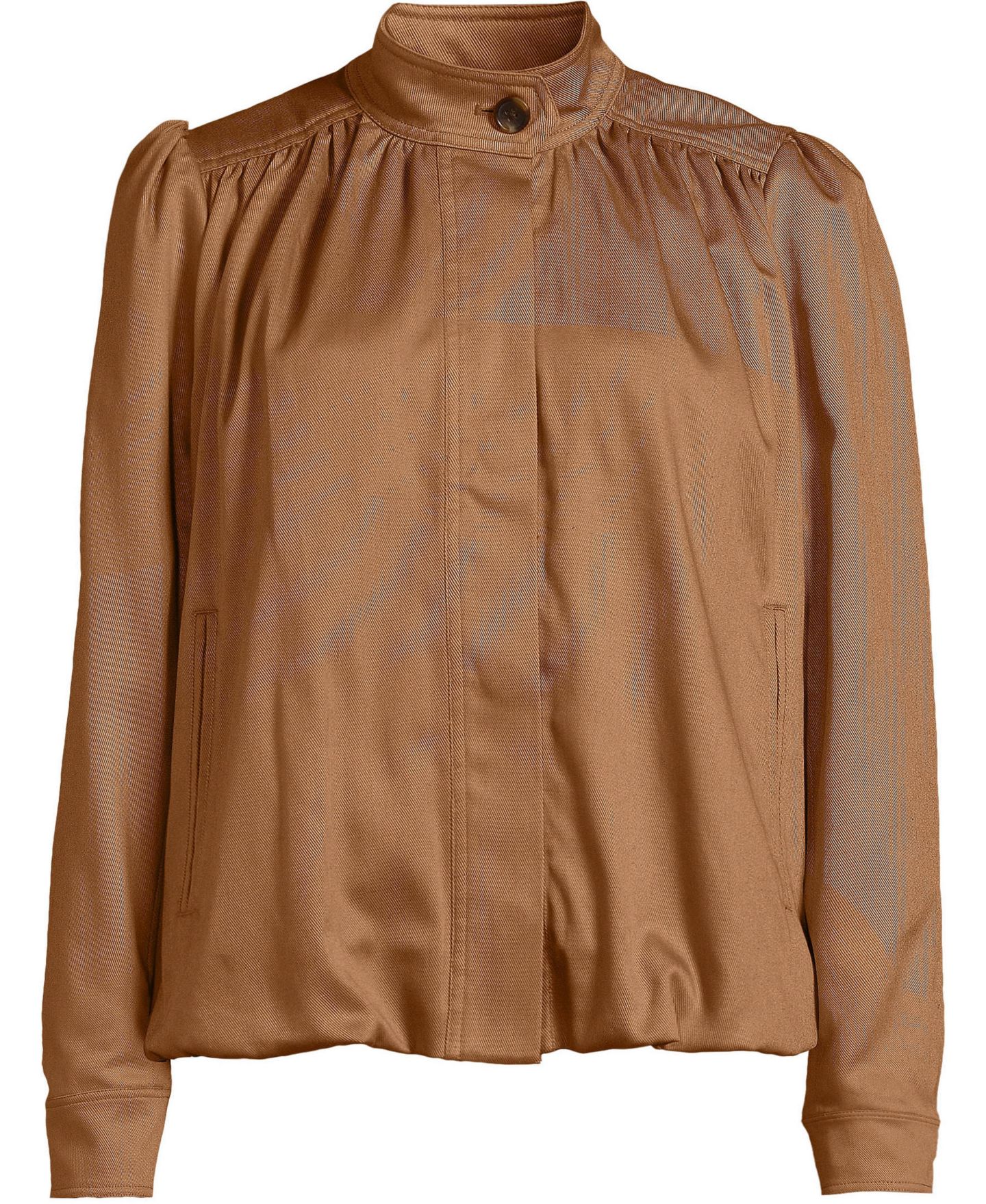 Женская куртка Lands' End Drapey Twill Bubble Hem, цвет: Верблюжий — фото 4