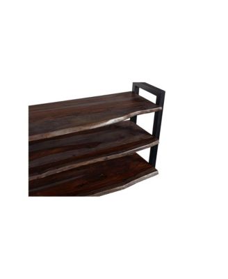 Manzanita Live Edge Solid Sheesham Wood TV Stand, Gray