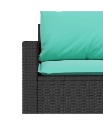 Garden Sofa Black with blue cushions PE rattan Medium