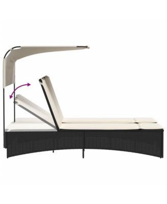 Patio Double Sun Lounger Black PE rattan Double