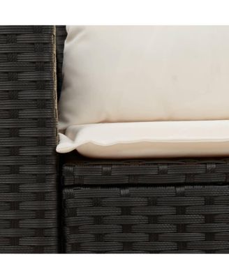 Garden Sofa Black and Cream PE Rattan 2-Seater Modular