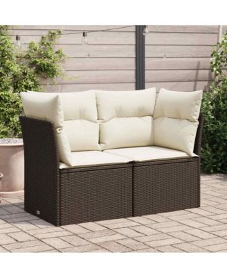 Garden Sofa Brown Poly Rattan Medium Adjustable Feet