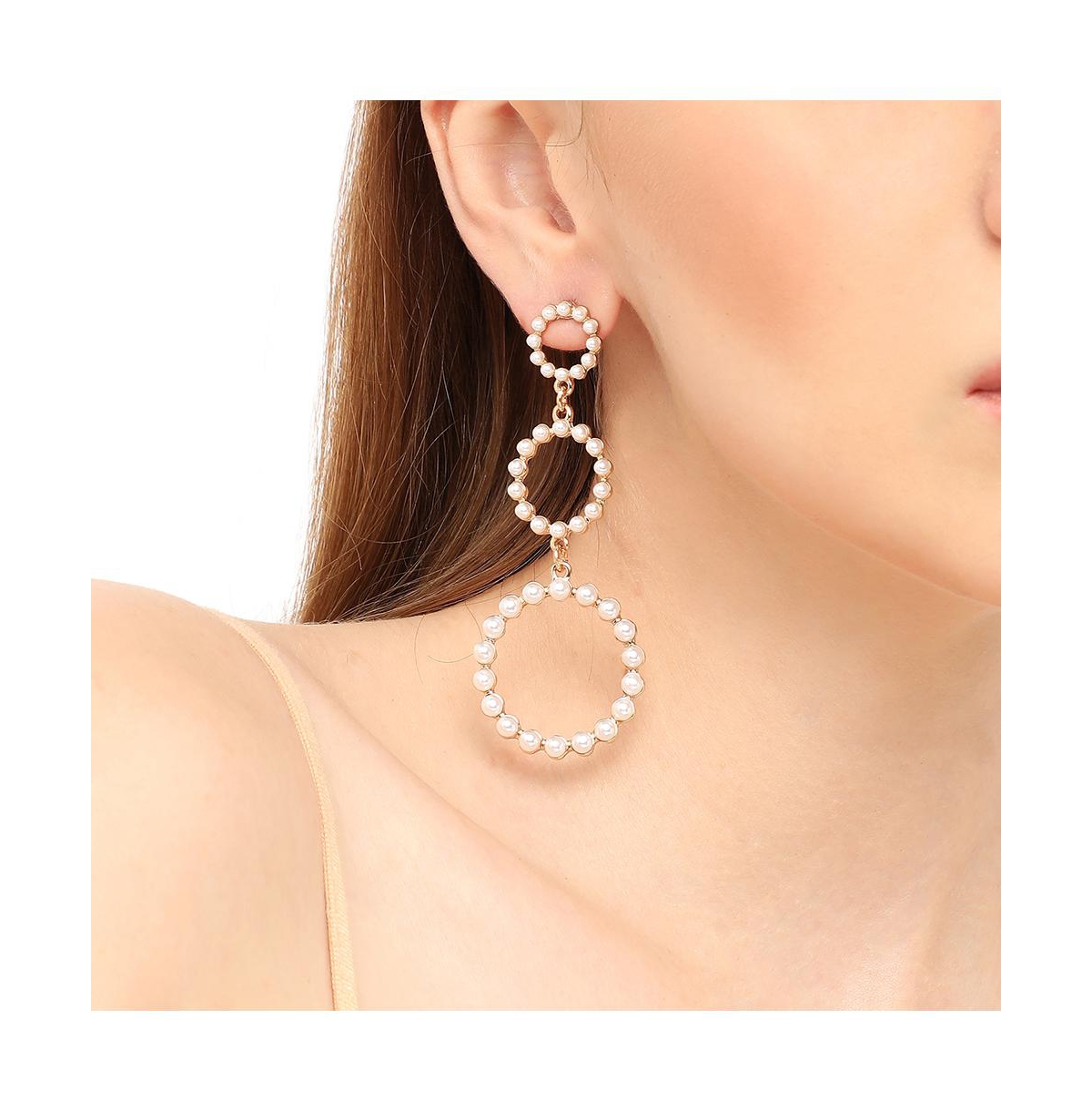 Sohi Women's Snowball Drop Earrings In White