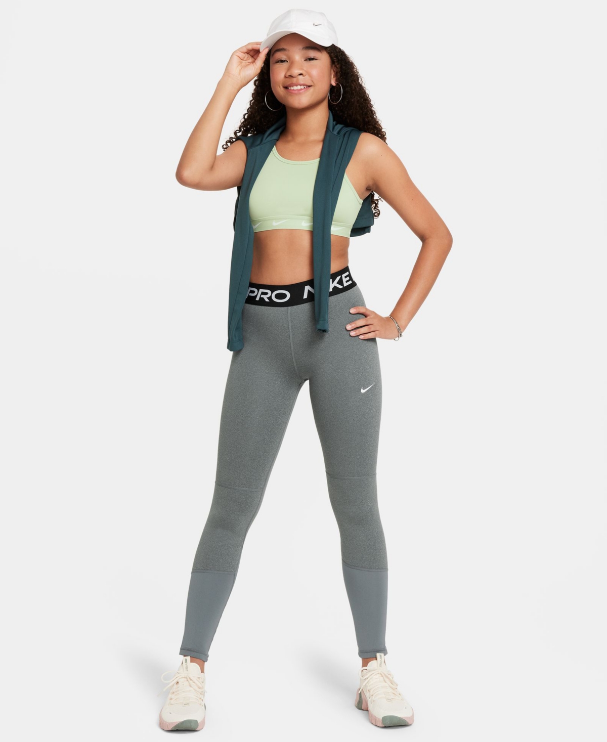 Nike Girls   Pro Tights In Gray