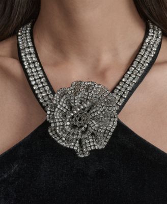 Women's Velvet Sleeveless Halter Neck Cocktail Dress