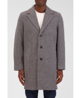 Men's Houndstooth Faux Wool Top Coat