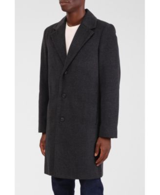 Men's Houndstooth Faux Wool Top Coat