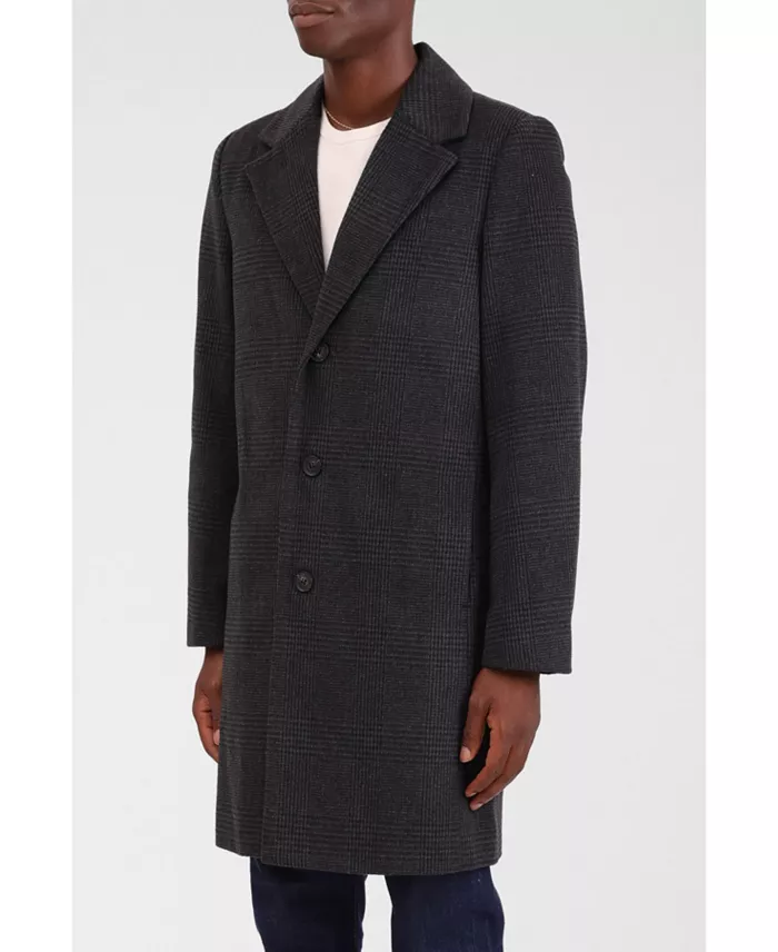 Men's Houndstooth Faux Wool Top Coat - thumbnail 9