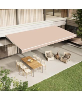 13'x10' Manual Retractable Awning Sun Shade, Patio Awning Canopy