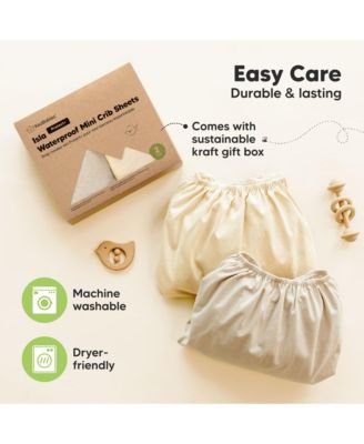 2pk Isla Waterproof Mini Crib Sheets for Boy, Girl, Soft Pack and Play Sheets for Graco Pack and Play Mattress