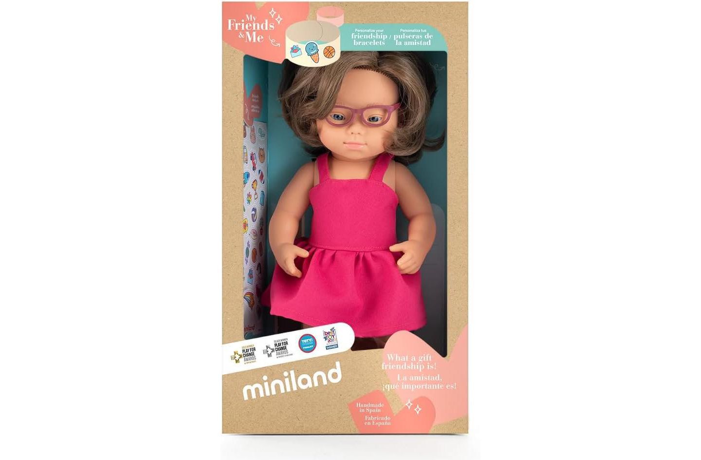 Детская кукла MINILAND My Friends & Me 15" Down Syndrome Anatomically Correct Baby Doll with Glasses, Ages 3+, цвет: Light Skin — фото 2