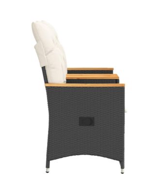 Reclining Garden Sofa Black PE rattan 2-seater