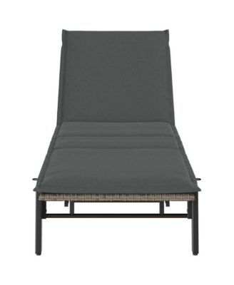 Sun Lounger Grey PE Rattan, Powder-Coated Steel Adjustable