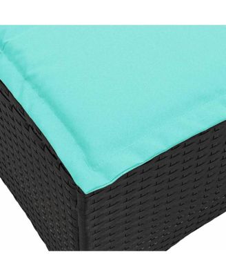 Reclining Patio Sofa with Cushions L-shaped Black Poly Rattan