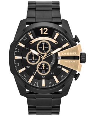 Diesel Men's Chronograph Mega Chief Black Ion-Plated Stainless