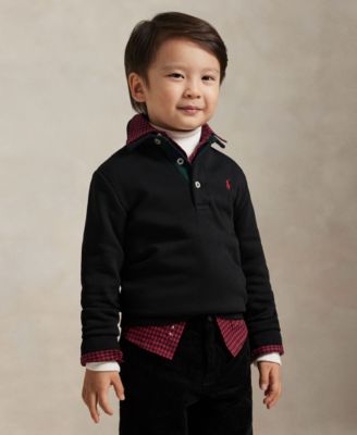 Polo Ralph Lauren - Boys 2-7 Plaid-Trim Fleece Polo-Collar Sweatshirt