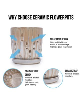 Modern Striped Ceramic Planter Set of 2