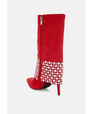 Womens BASSO Party Diamante Studded Stiletto Boots