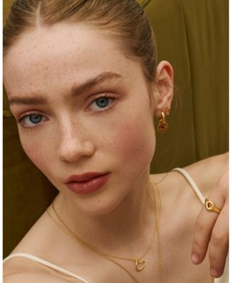 Garnet Heart Huggie Earrings