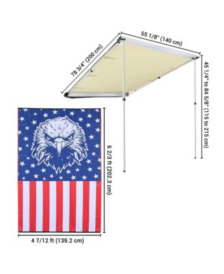 4.4x6.6 Ft Vehicle Awning with Eagle Side Wall Roof Rack Pull-Out Sun Shade Camp