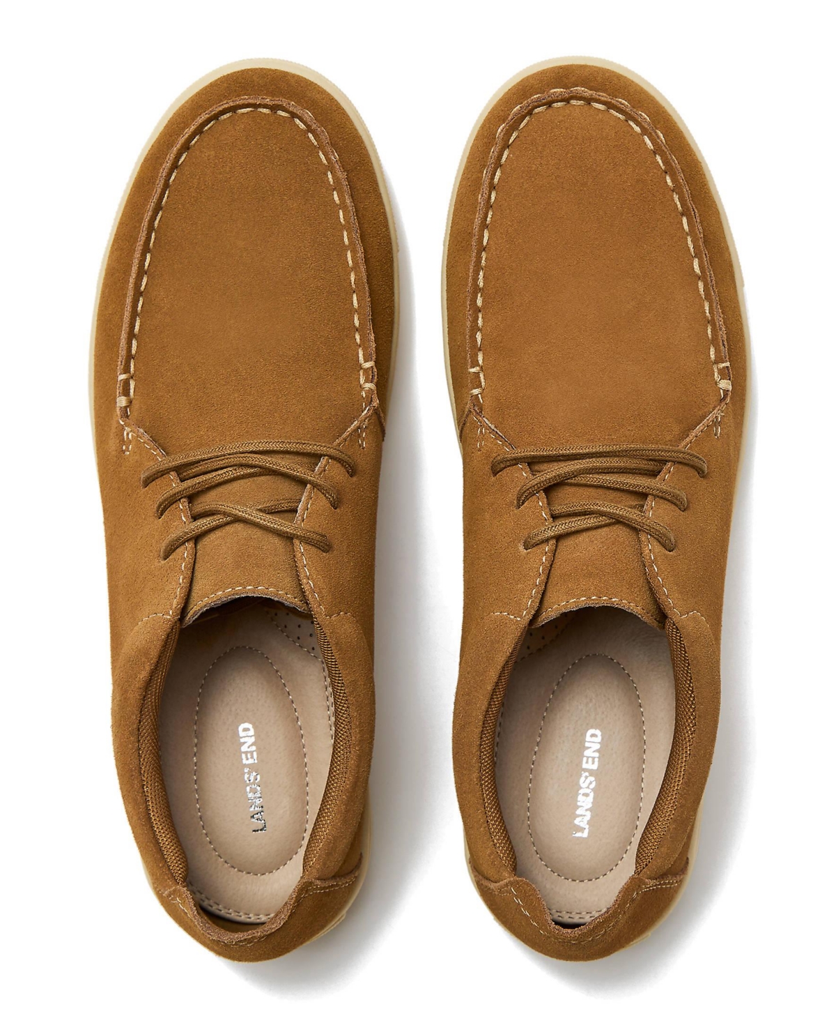 Lands' End Men's Moc Toe Suede Lace Up Sneakers