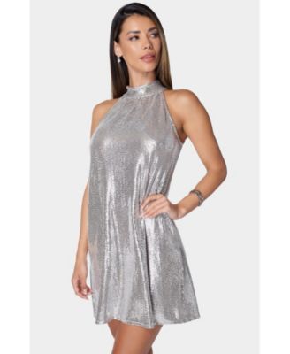 Women's Halter Neck Trapeze Disco Dot Dress