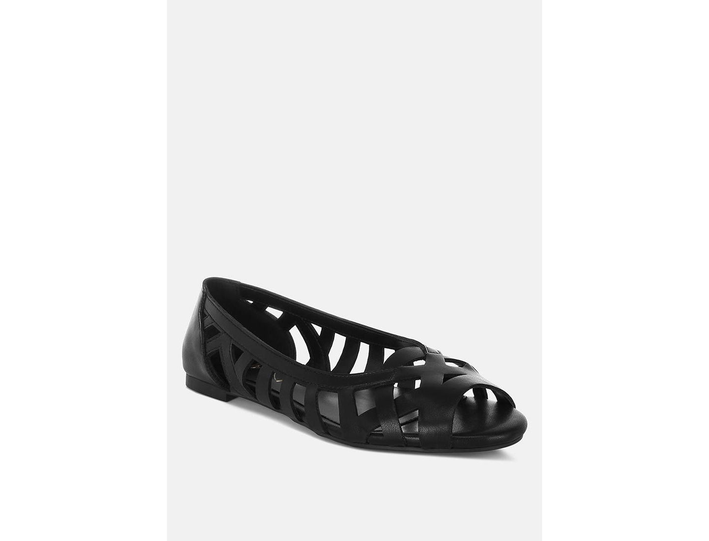 Женские балетки London Rag Moira Woven Peep Toe Flats, цвет: Чёрный — фото 1