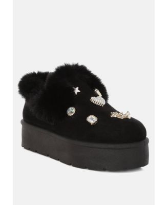 Womens Zeta Charm Detail Slip On Snow Boots