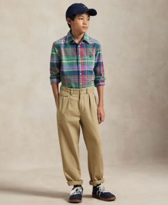 Big Boys Plaid Brushed Cotton Oxford Shirt