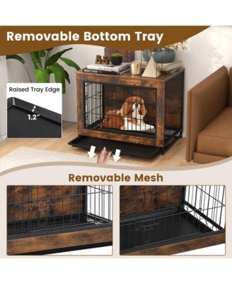 Industrial Dog Crate Furniture Heavy-duty Kennel Cage w/ 3 Chew-proof Walls Large