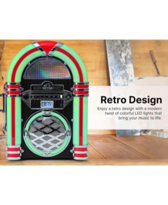 WILSHIRE Desktop Bluetooth LED Jukebox Speaker with FM Radio - Mahagony