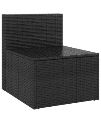 Garden Middle Sofa Black Poly Rattan Medium Modular
