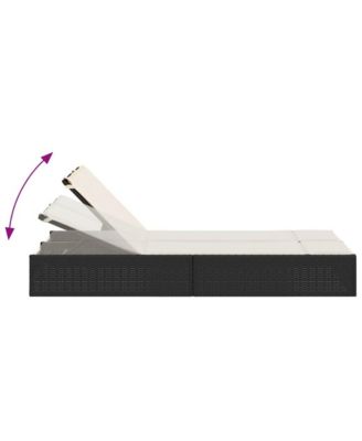 Double Sun Lounger Black, Cream White