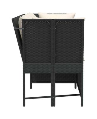 Garden Sofa Black PE Rattan Large Modular Garden Sofa