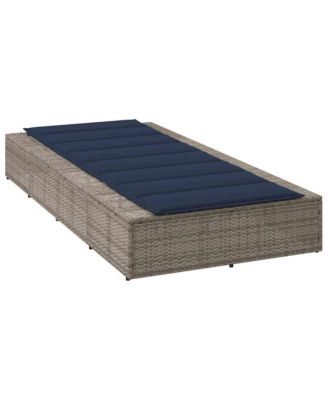 Patio Sunbed Grey PE Rattan Standard Adjustable Armrests