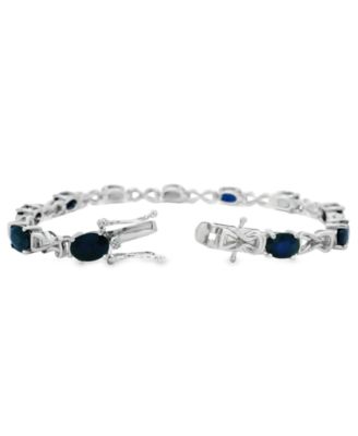 Oval Sapphire (11 ct. t.w.) and Diamond Bracelet (0.005 ct. t.w.) in Sterling Silver