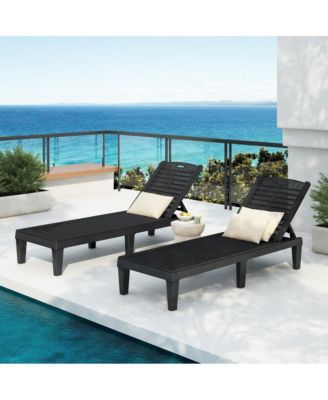 2-Piece Outdoor Chaise Lounge Chair Set - Dark Brown