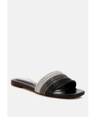 Womens Chrisy Rhinestone Strap Slip On  Flats