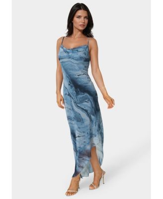 Women's Printed Chiffon Cowl Assy Maxi Dress