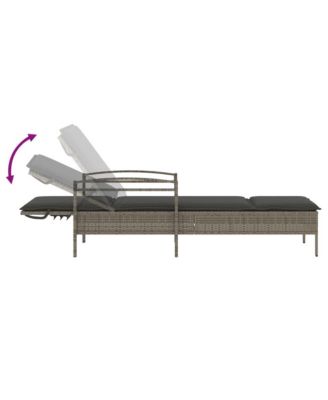 Sun Lounger Grey Poly Rattan, Powder-Coated Steel And over