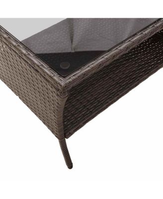Patio Sofa 2-Seater with Cushions&Table Brown Poly Rattan