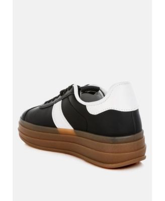 Womens Knockout Faux Leather Lace-Up Sneakers