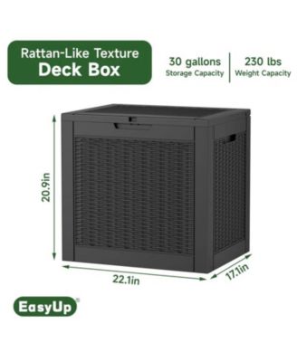 - StormForce Compact 30Gal Deck Box - Waterproof Nano-Resin w/ SecureLatch Pro & SpaceSaver Design - Patio Furniture/Kids Toys Storage