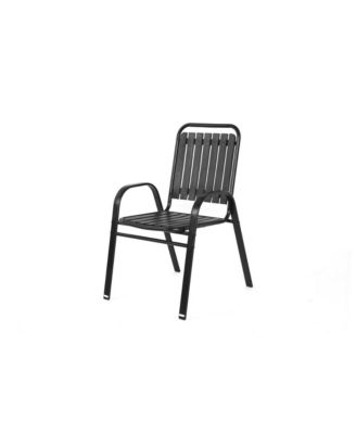 Steel Table & Plastic Chair Outdoor Dining Set - Black